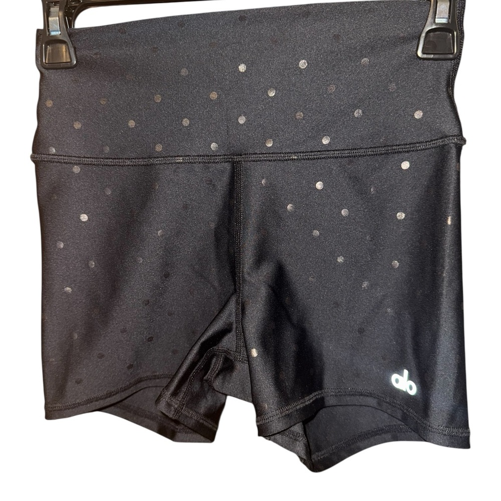 ALO Yoga Black Polka Dot Bike Shorts